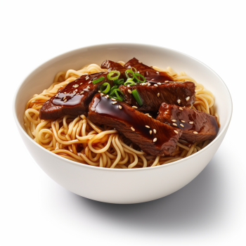 Fideos con carne y salsa Teriyaki